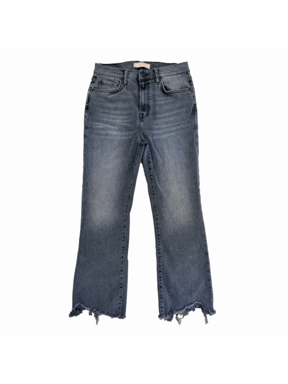 7 For All Mankind Luxe Vintage Charcoal Gray High Waist Slim Kick Cropped Jeans